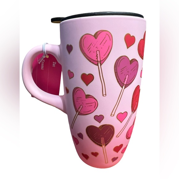 Sheffield Home NWT Valentines Day Lollipop Hearts Soft Touch Ceramic Covered Mug - Picture 2 of 6